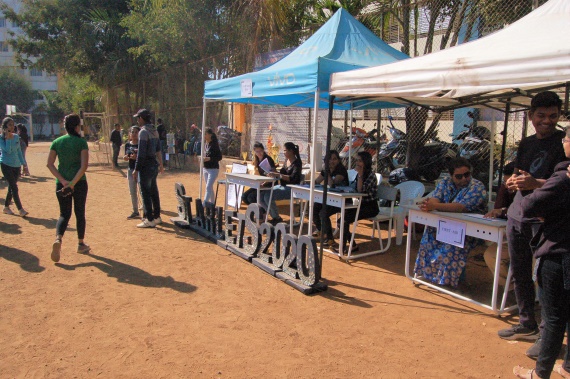 Volunteers & first-aid desk on ground, SBPCOAD