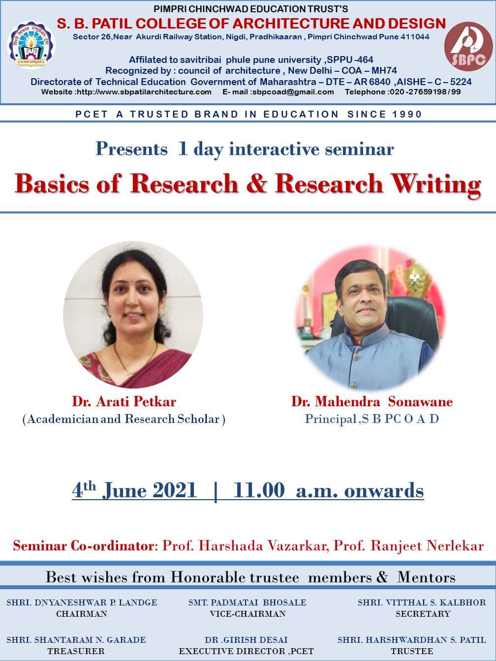 1 day interactive seminar on Basics of Research and Research writing