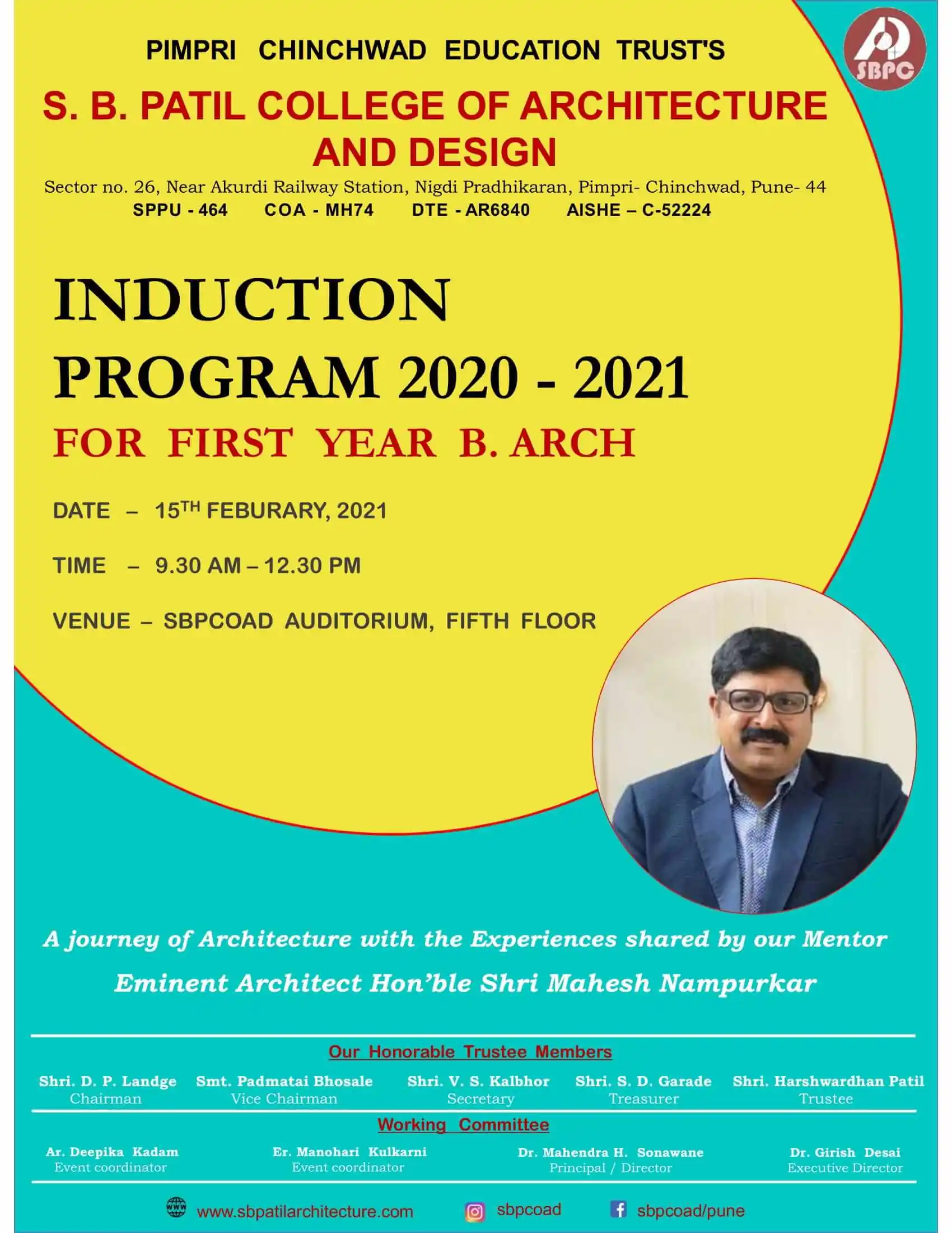 INDUCTION PROGRAM F.Y. B ARCH, SBPCOAD
