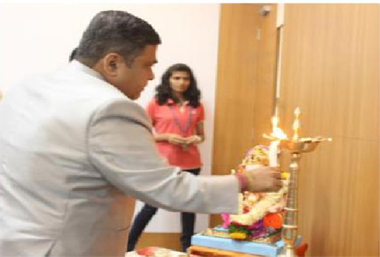 Lamp lighting by Principal Sir - Guest lectures at S B Patil College of architecture and design